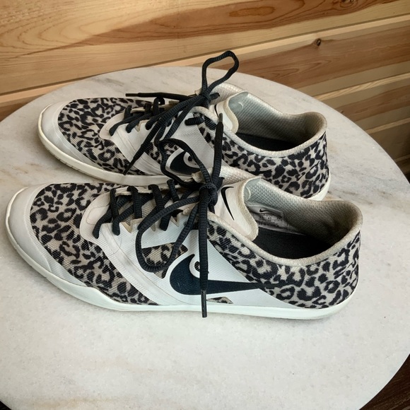 leopard print running trainers